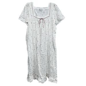 Victorian The 1 For Us Babydoll Evelyn Nightgown Dress XL White Floral Ribbon
